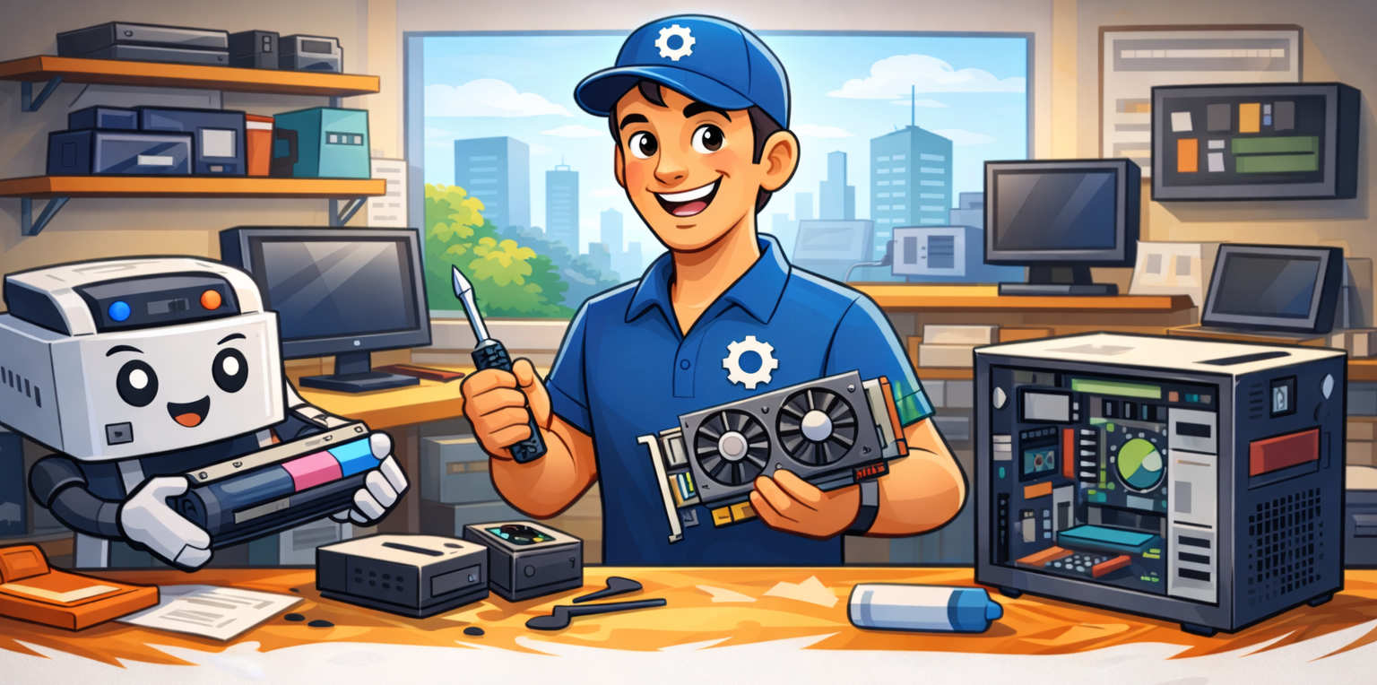 Сервисный центр — мультяшный баннер